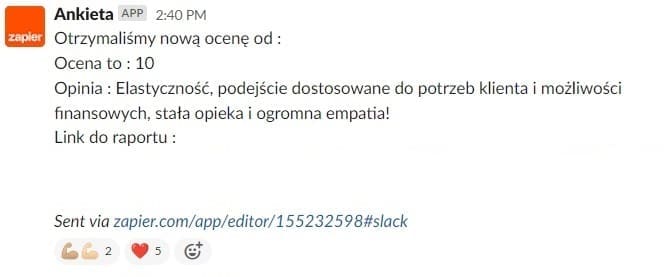 Pozytywna opinia na temat współpracy z ankiety NPS.